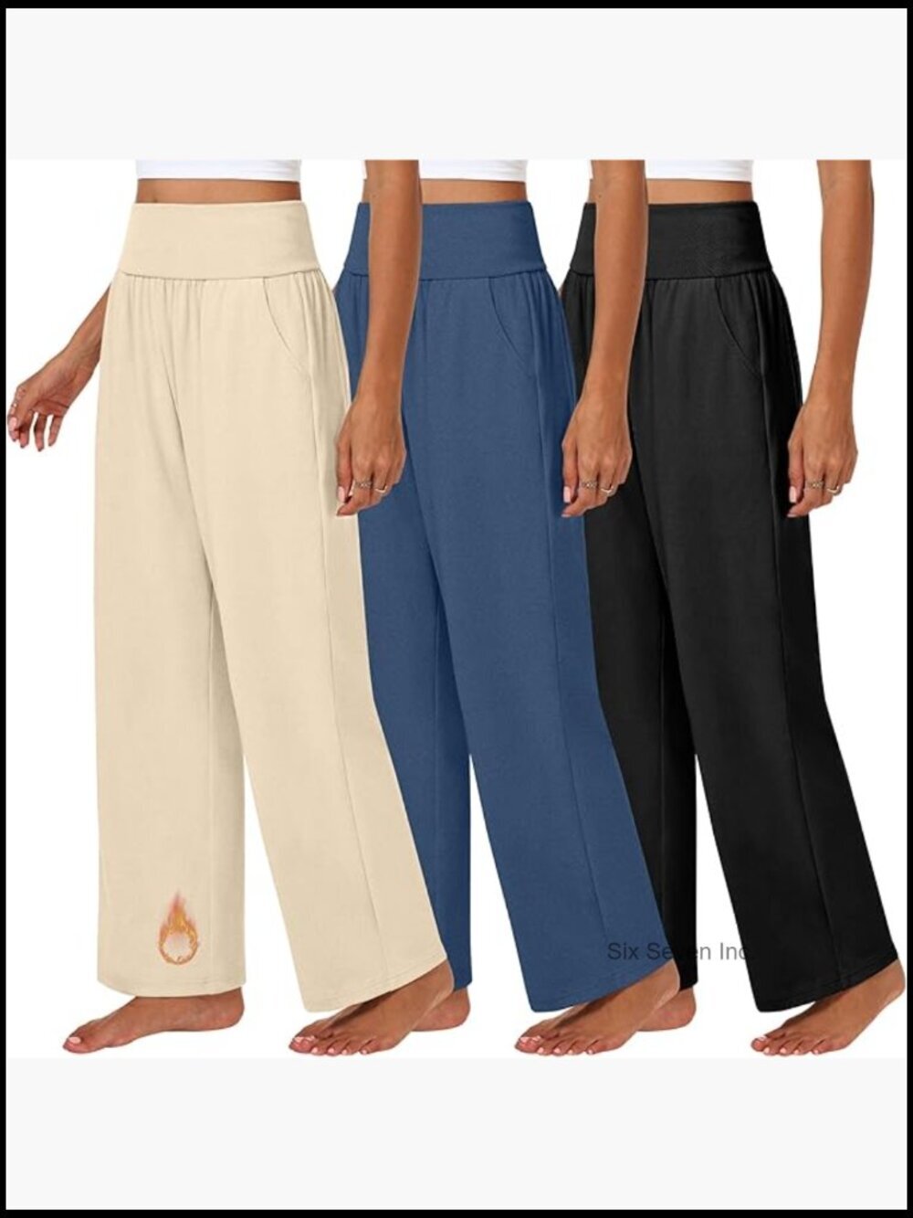 Fleece Lined Sweatpants Wide Leg Thermal Joggers High Waist Lounge Pants with